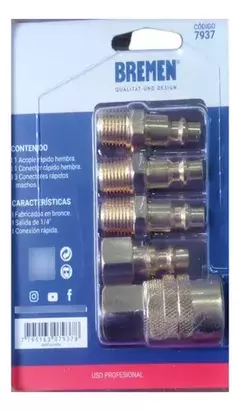 Imagen de Set Juego Acople Rapido Neumatica Bronce X5p Bremen 7937