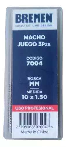 Set Juego Macho 3 Piezas Milimetrico M10 X 1,50 Bremen 7004 - comprar online