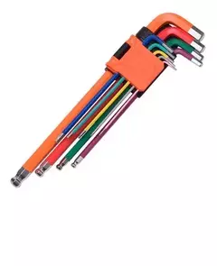 Set Llaves Allen Colores 9 Pzs Punta Bola 1.5-10 Mm Harden