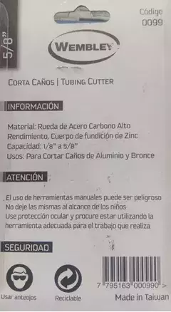 Tijera Pinza Corta Caño 5/8 Aluminio Bronce Pvc Wembley 99 en internet