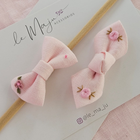 Duplinha Alice & Cecília rosa pálido - Jardins rosados - comprar online
