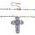 Colar Sagrado Turquesa com Zirconias, featuring a cruz decorada com pedras brilhantes e detalhes em turquesa.