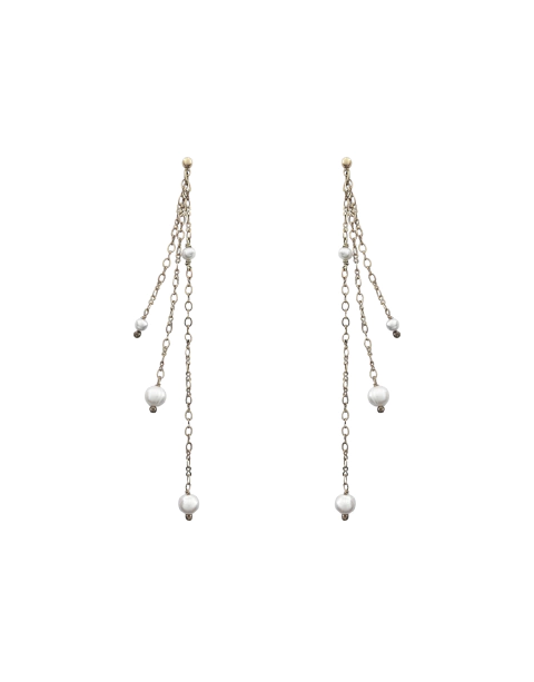 Brinco Delicado Pérolas Naturais Médio Prata