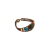 Pulseira Biarritz com pedras coloridas em tons de azul e verde, detalhada com contas douradas.