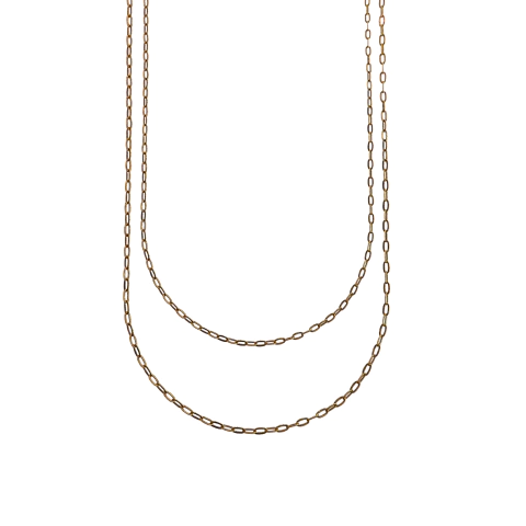 Corrente longa de 80cm em banho ouro vintage com elos clássicos.

