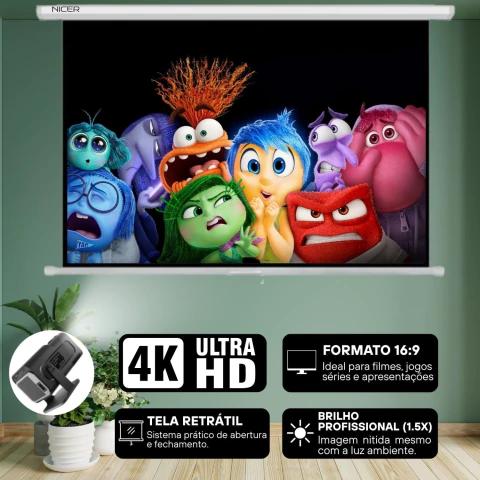Tela De Projeção 120 Pol Retrátil Manual 16:9 - comprar online