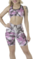 Conjunto Biker y Top Abstract Rosa