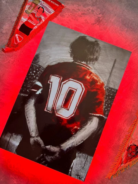 Cuadro Personalizado Con Vinillo y Neon Ricardo Bochini - comprar online