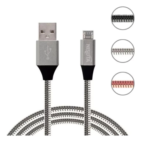Cable Usb Micro Usb De 1m De 2.1a Malla De Metal Nscamemi