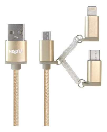 Cable Usb 3 En 1 Micro Usb, Usb C Y Ligthning Carga Nisuta NSCAUSB31