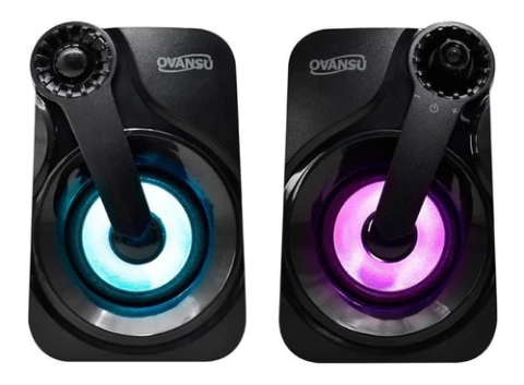 Parlantes 2.0 Usb Para Pc Ovansu Ospau42 Luces Led Rgb