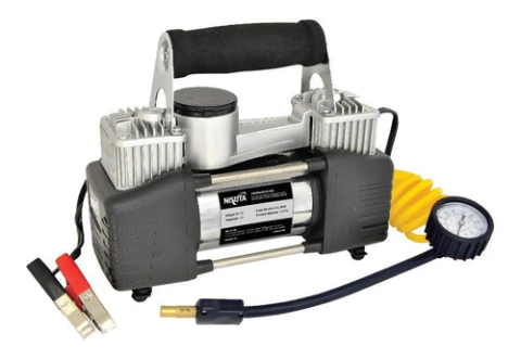 Inflador Electrico Auto 12v +3 Picos Nisuta Doble Cilindro Compresor NSAC62