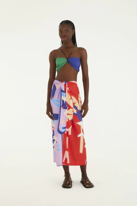 Saia Lenço Brasil Estampada Multicolorida - comprar online