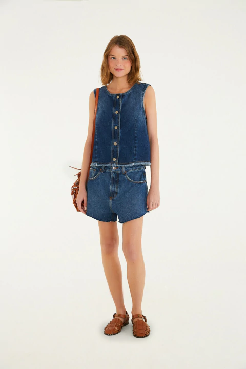 SHORT JEANS BAIXO BAINHA DOBRADA 38