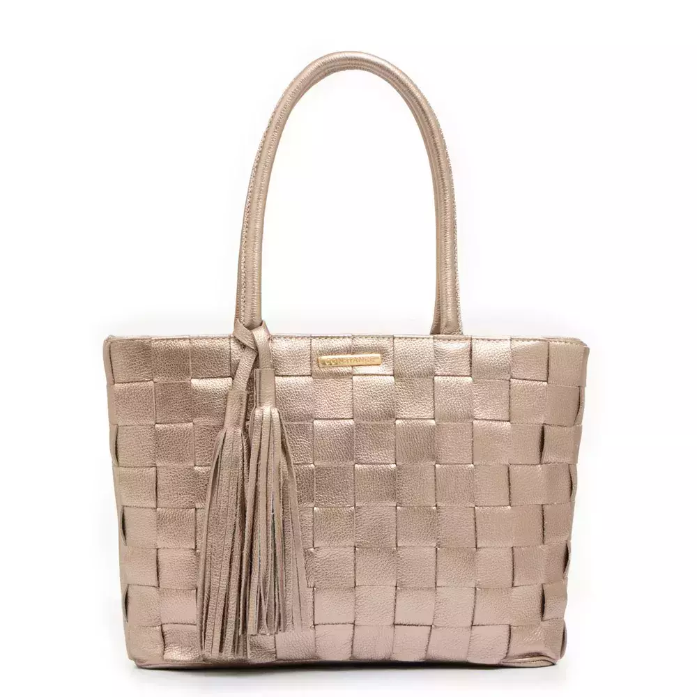 Bolsa Shopping Couro Tressê Prata Velho CONSTANCE