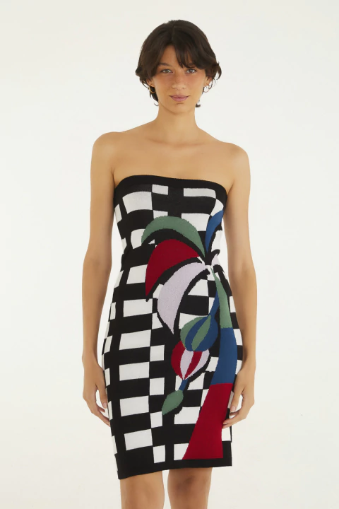 Vestido Saia Jacquard Onda Tropical Farm Verão 26