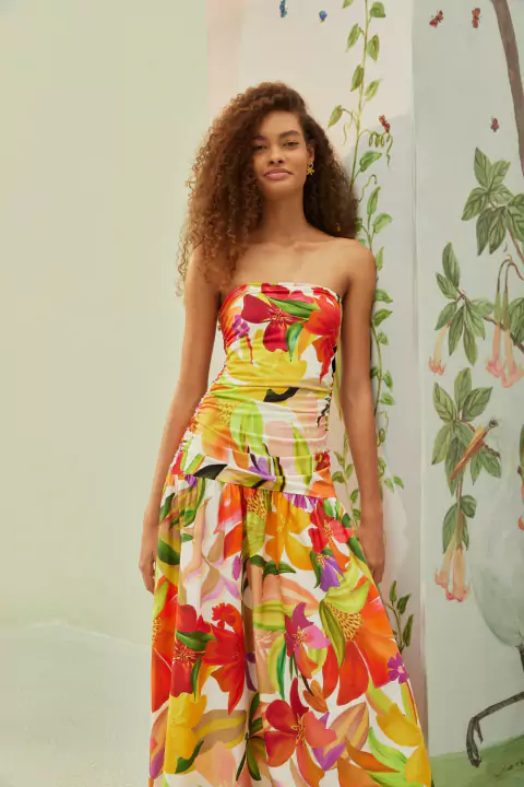 vestido cropped artsy floral Farm