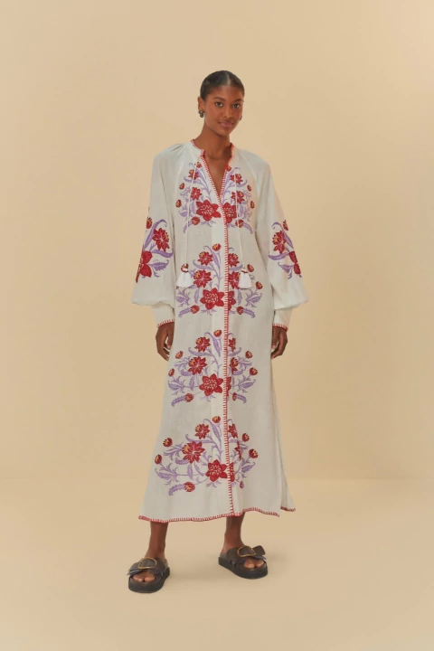 Vestido Cropped Manga Longa Estampado Lisboa da FARM - comprar online