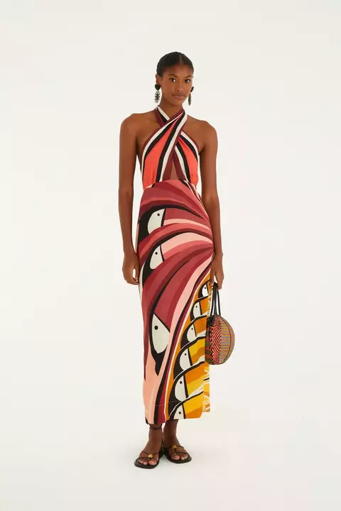 Vestido Longo Frente Única Árvore De Tucano Farm Verão 26