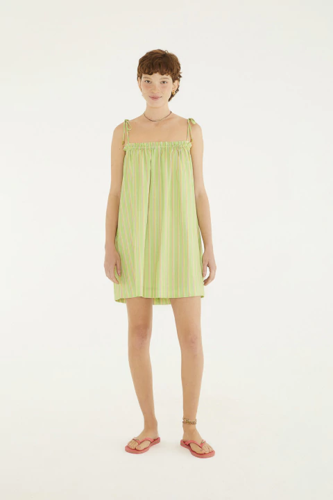 VESTIDO CURTO LISTRA PINA VERDE Farm Alto Verão 26