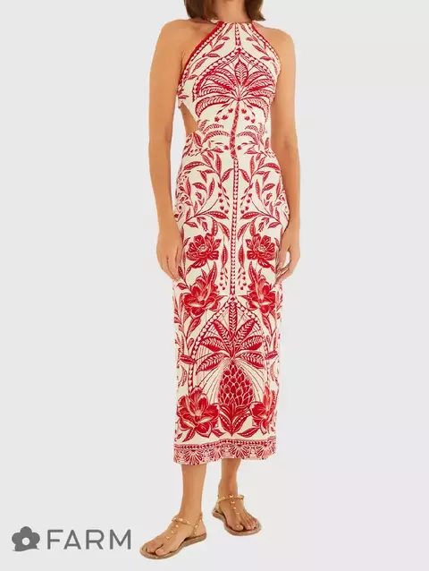 VESTIDO MIDI COQUEIRO DE FLOR Farm Alto Verão 26 - comprar online