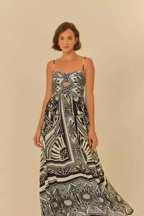 Vestido Longo Estampa Mandalina Farm - comprar online