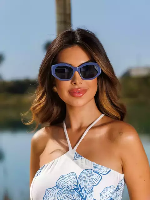 Óculos de Sol Retangular Azul - comprar online