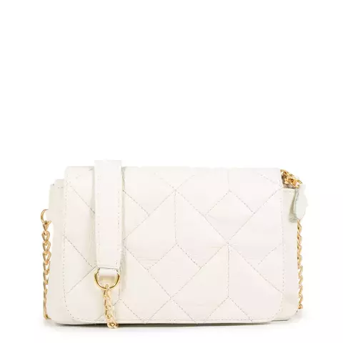 Bolsa Tiracolo Couro Off White Matelassê Constance