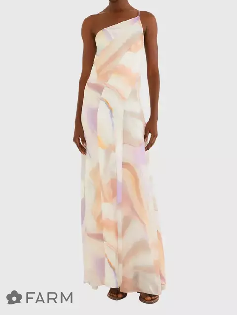 Vestido Longo Ombro So Maxi Pérola Farm Alto Verão 26