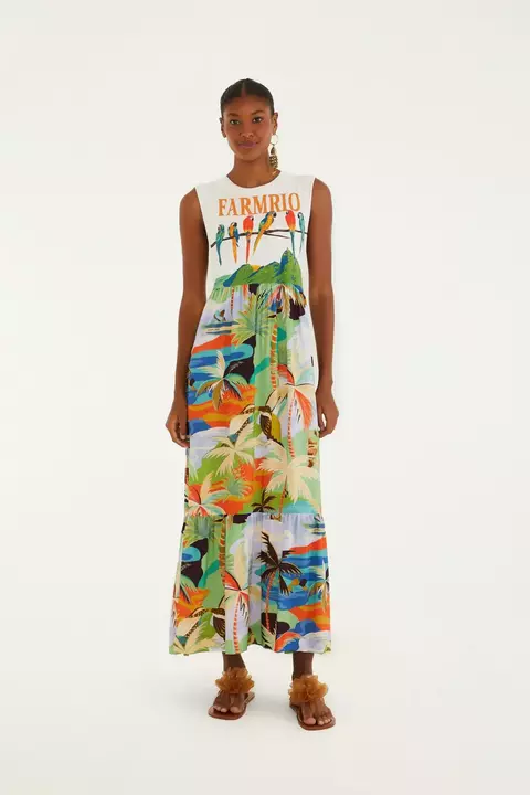 Vestido Cropped Regata Araras Galho Farm