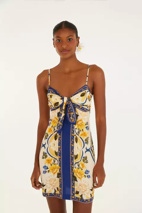Vestido Curto Lenço Estampado Flor Do Rio Farm