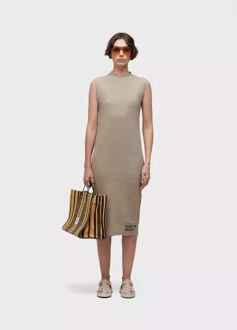 VESTIDO DOUBLE FACE RUG COLOR CAQUI/PRETO OSKLEN