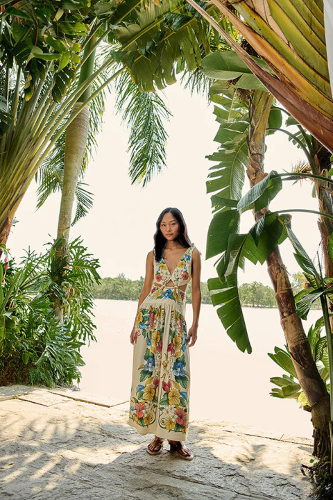 Vestido Longo Tropicalzinho Lenço - Farm Verão 26 - comprar online