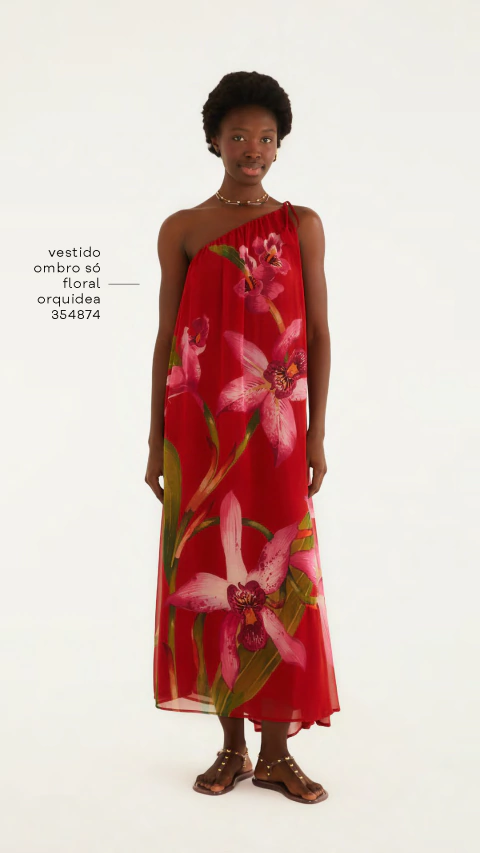 VESTIDO OMBRO SO FLORAL ORQUIDEA Farm Alto Verão 26