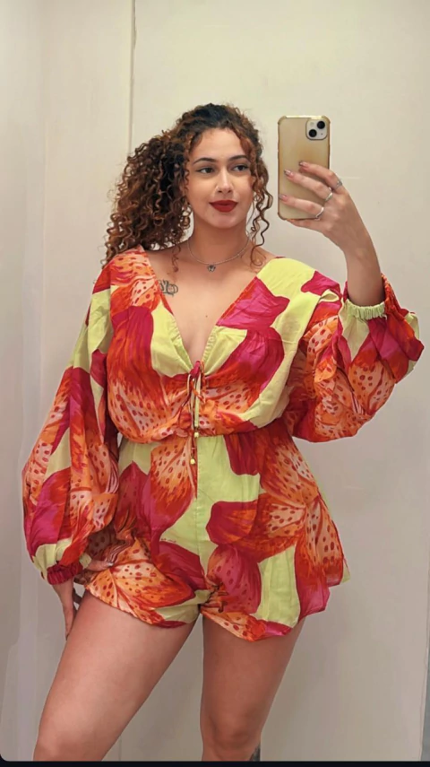 Macaquinho Estampado Lírio Tropical - Farm Alto Verão 26 - comprar online