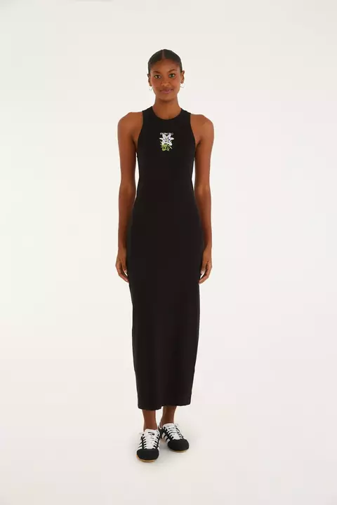 VESTIDO MIDI RIB MAXI FLOR