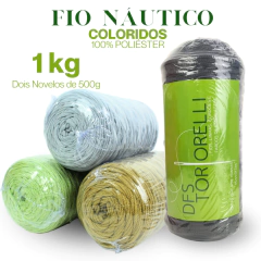 FIO Náutico 4mm 1kg coloridos, 360m de Cordão para Crochê e Tricô - 100% poliéster