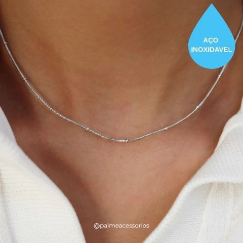 Colar Bolinha - Aço Inoxidável Prata - comprar online
