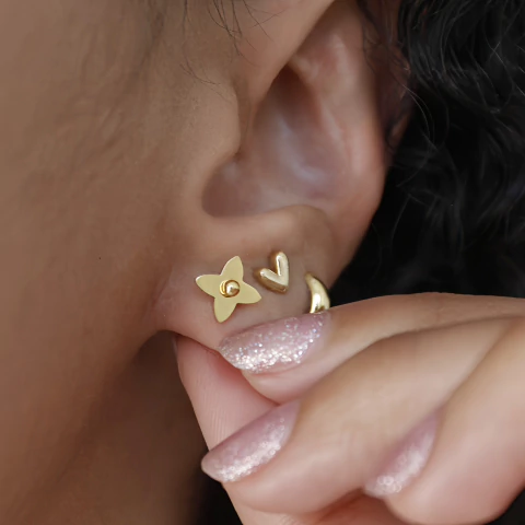 Brinco Flor Viton - Aço Inoxidável Dourada - comprar online