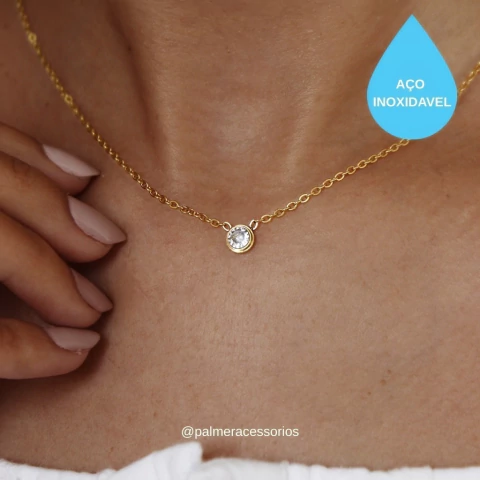 Colar Ponto de Luz - Aço Inoxidável - Dourado - comprar online