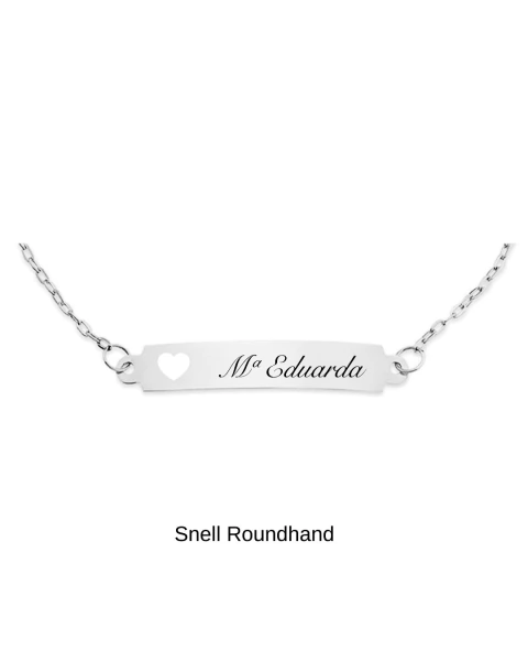 Pulseira Personalizada Infantil - (Coração Vazado) Banhado a Prata