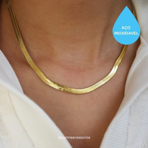 Colar Fita - Aço Inoxidável Dourado - comprar online