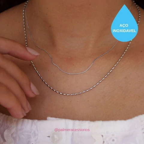 Colar Duplo Delicat - Aço Inoxidável Prata - comprar online