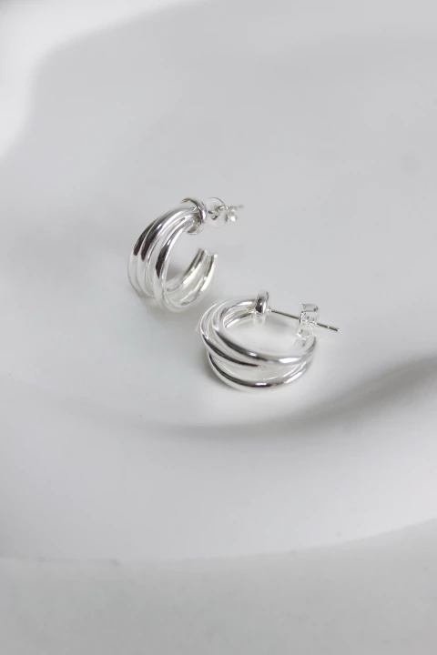 Argola Tripla - Banhada a Prata - comprar online