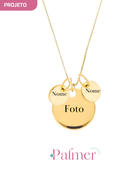Colar Personalizado - Banhado a Ouro (FOTO + 2 INICIAL)