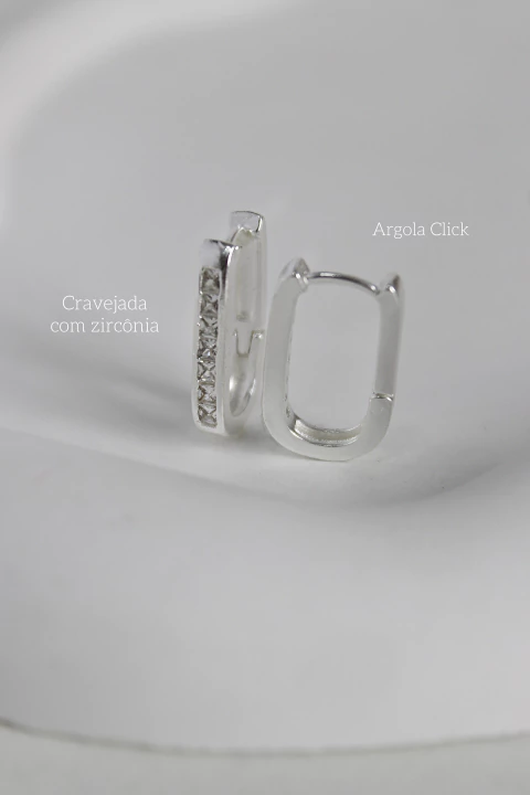 Argola Zirconia - Banhada a Prata - comprar online
