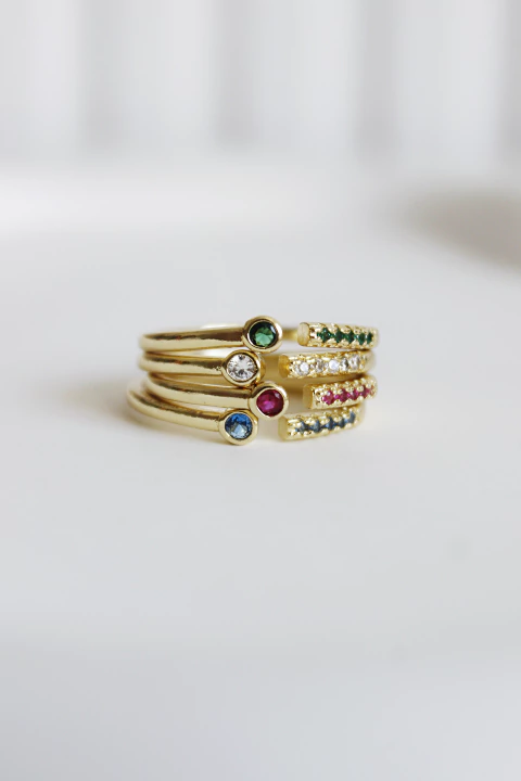 Anel Regulável Zirconia - Banhada a Ouro - comprar online