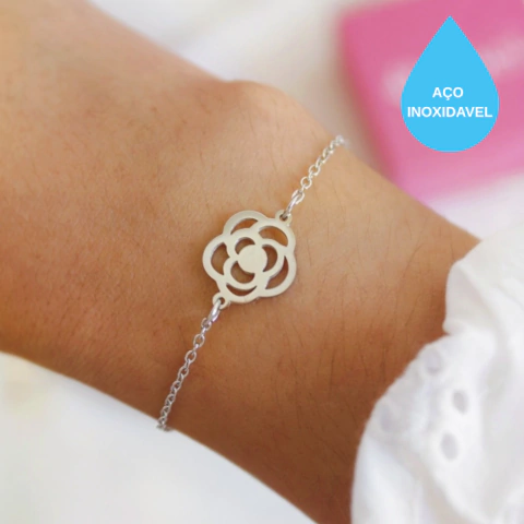 Pulseira Rosa - Aço Inoxidável Prata - comprar online