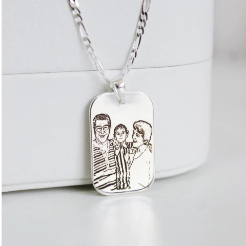 Colar Personalizado Quadrado Masculino - Banhado Ouro ou Prata (FOTO + FRASE) - comprar online