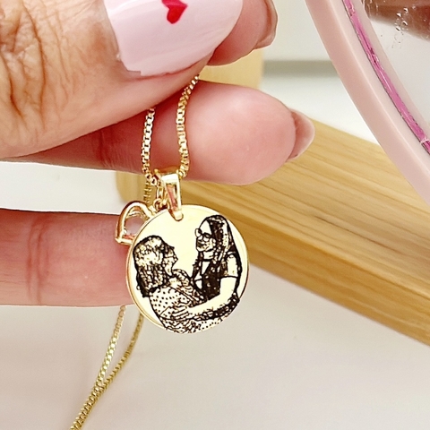 Colar Personalizado com Foto + Frase - Banhado a Ouro/Prata - comprar online